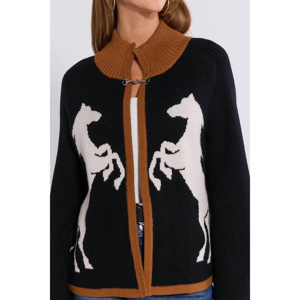 NEW THML horse knit cardigan in black